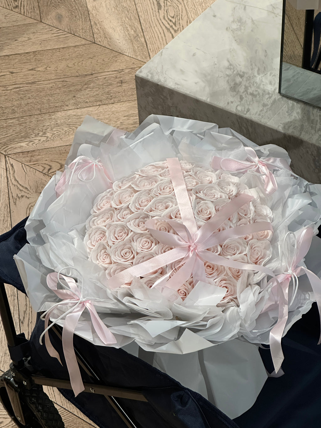 52 Light Blush Garden Rose Bouquet